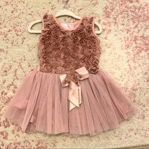 Toddler Girls Mauve Tulle Rose Dress